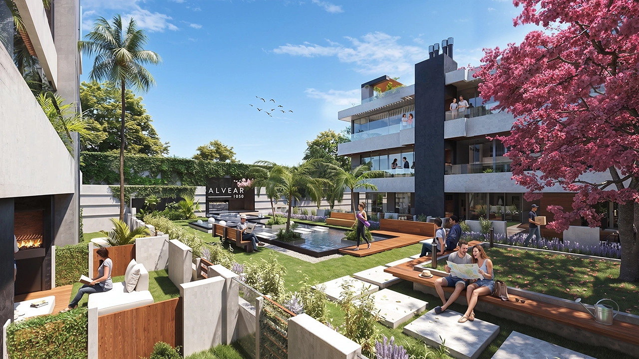 Alvear Building - Contemporary Courtyard & Patio Visualization