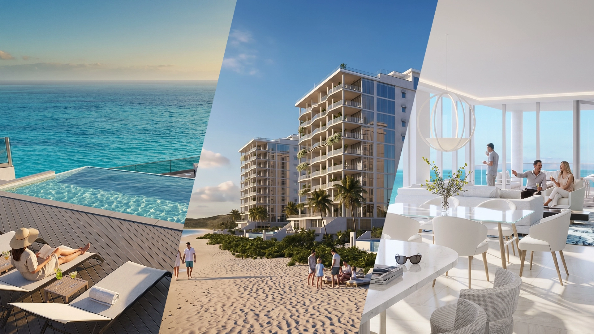 Seven Mile Beach Condos luxury beachfront condominium 3D architectural rendering - Grand Cayman, Cayman Islands