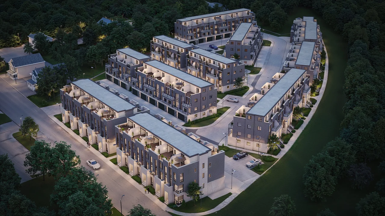 Boss Luxury Towns - Architectural Aerial View 3D Rendering