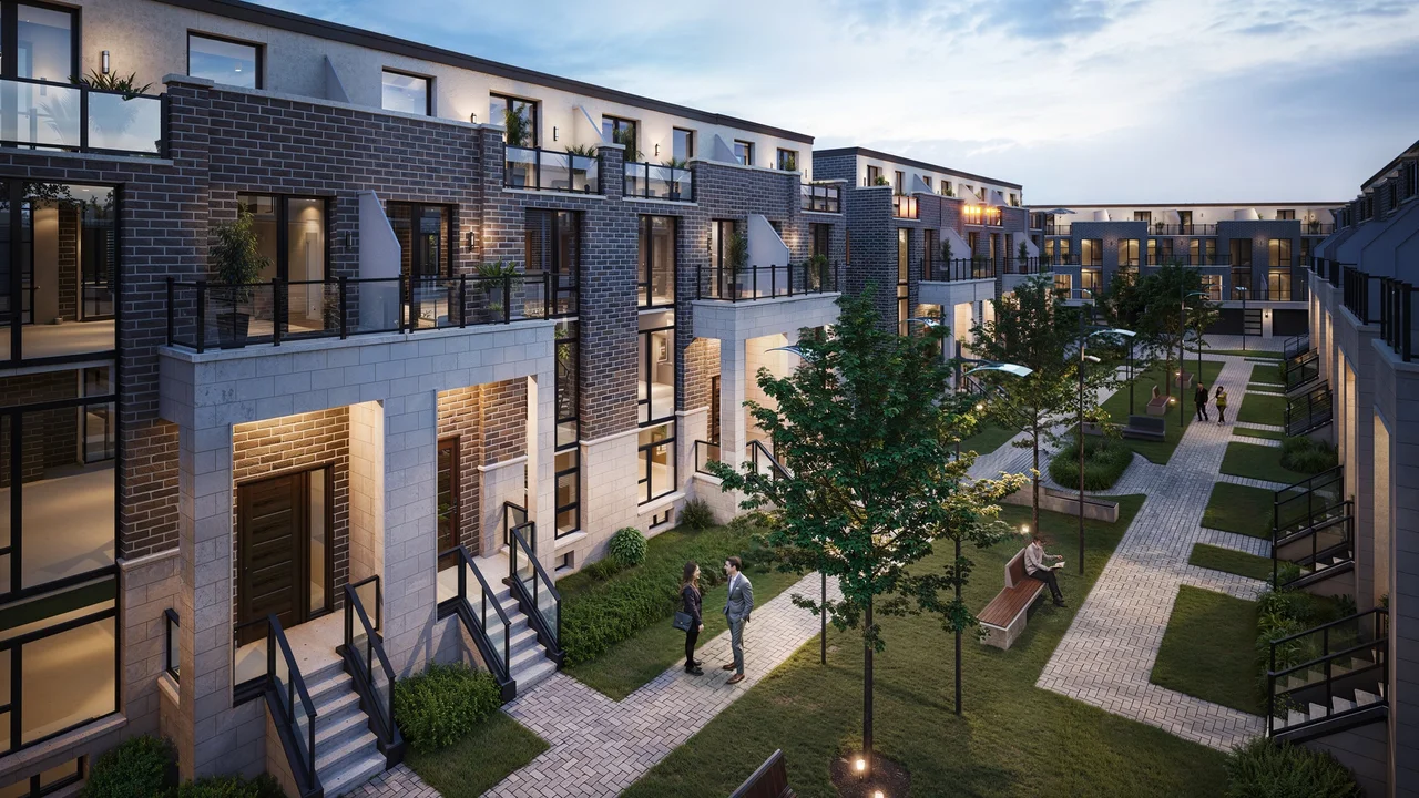 Boss Luxury Towns - Modern Courtyard 3D Exterior Visualization