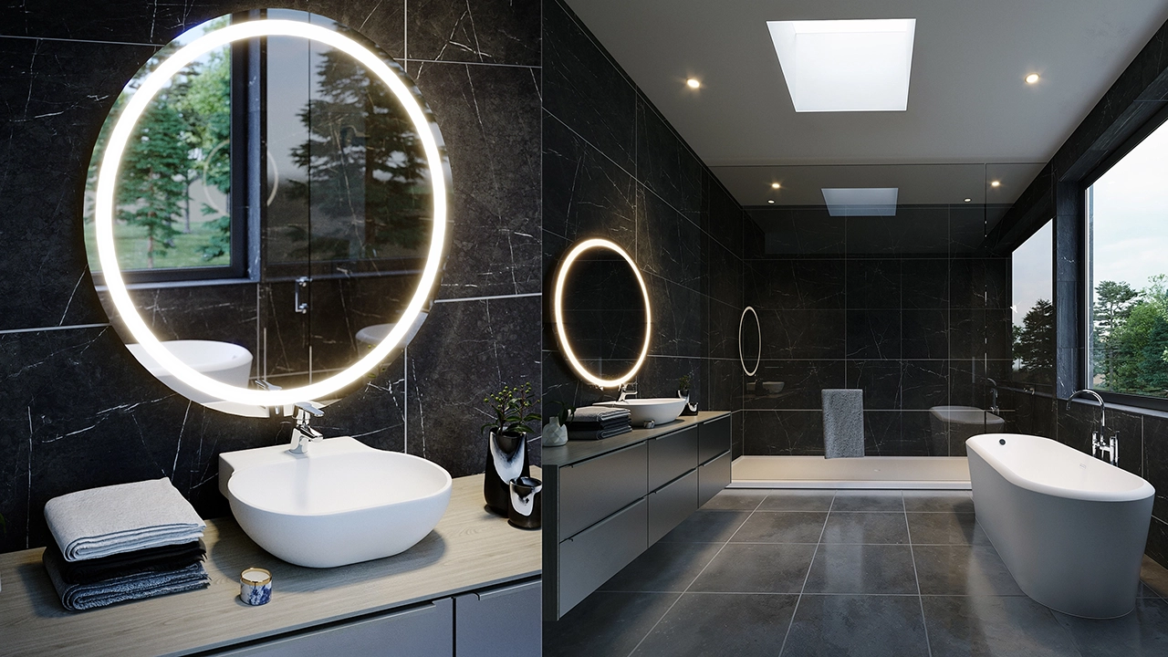 Court Yard Residence - Luxury Bathroom Interior 3D Rendering