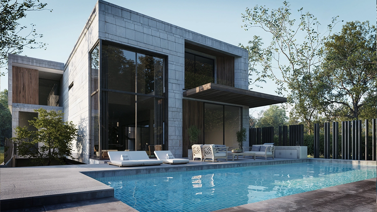 Court Yard Residence - Exterior Building Visualization in Canada