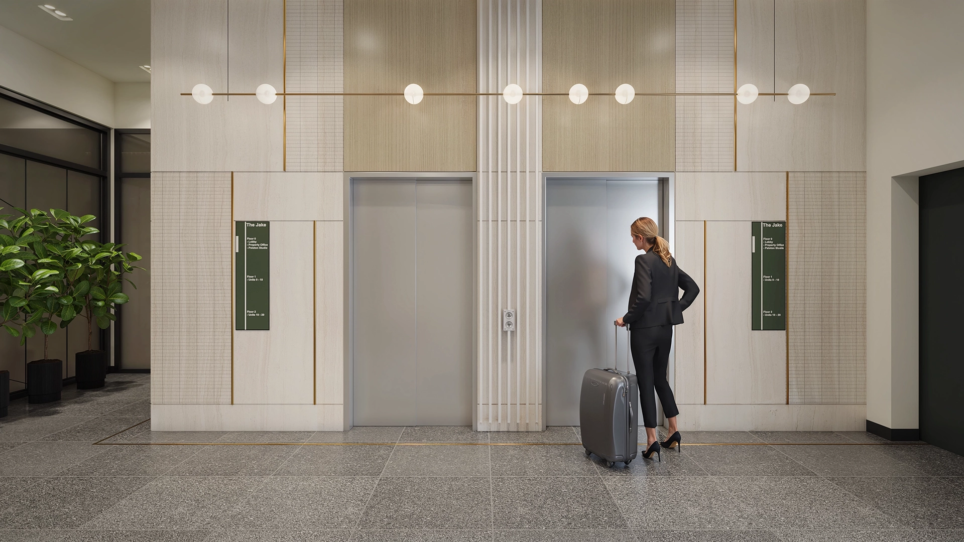 the jake common area lobby interior visualization
