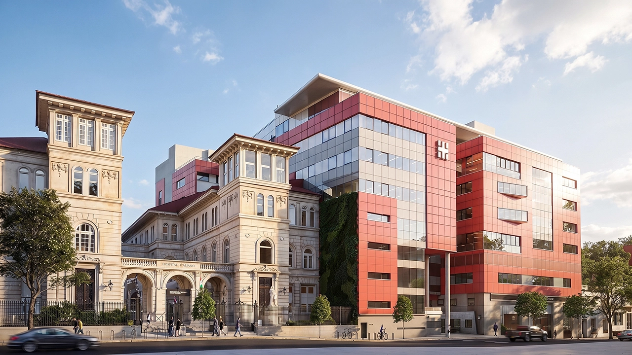 Hospital Italiano - Modern Building Exterior 3D Visualization