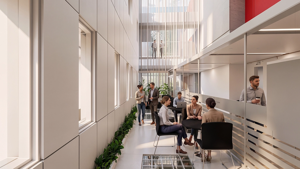 Hospital Italiano - Outdoor Patient Patio and Green Space Rendering