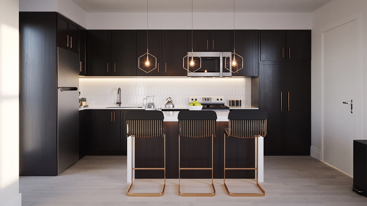 Maxx Urban Towns - Modern Kitchen with Quartz Countertops 3D Rendering