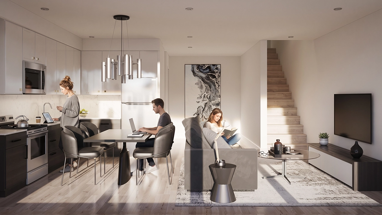 Maxx Urban Towns - Bright Open-Concept Living Room 3D Rendering