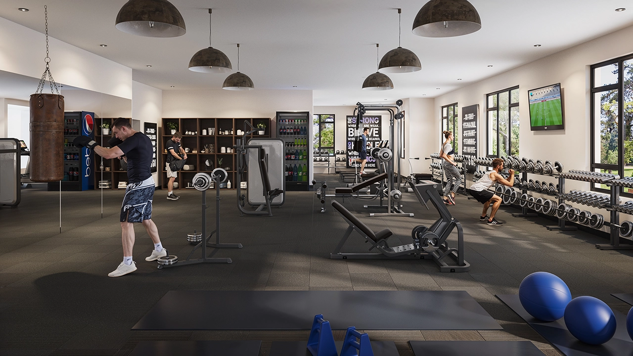 North Bay Condo - Modern Gym Interior 3D Rendering