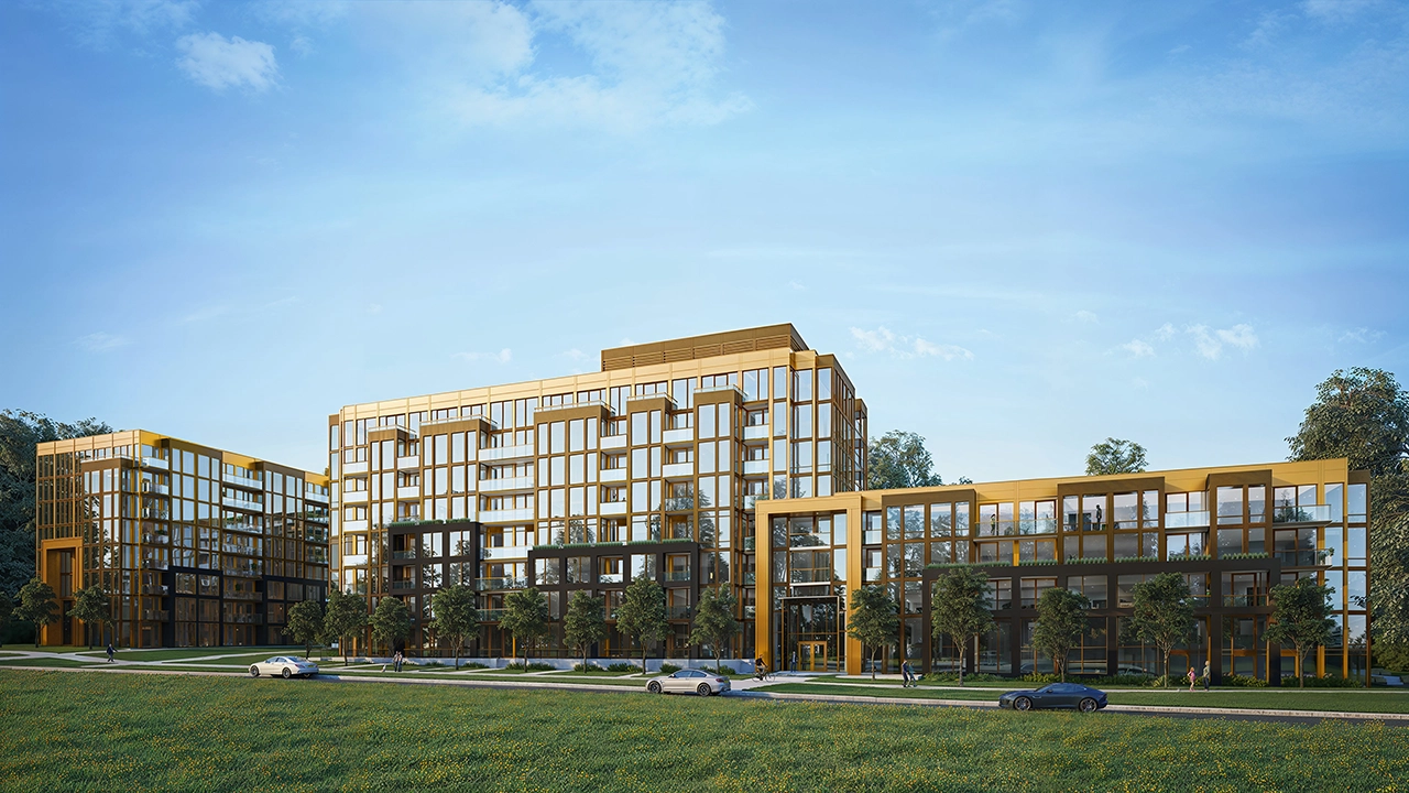 Nuvo Condos - Modern Building Exterior 3D Rendering (Day)