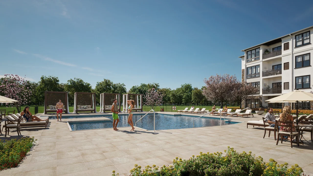 River Rock - Luxury Outdoor Pool and Sundeck 3D Visualization