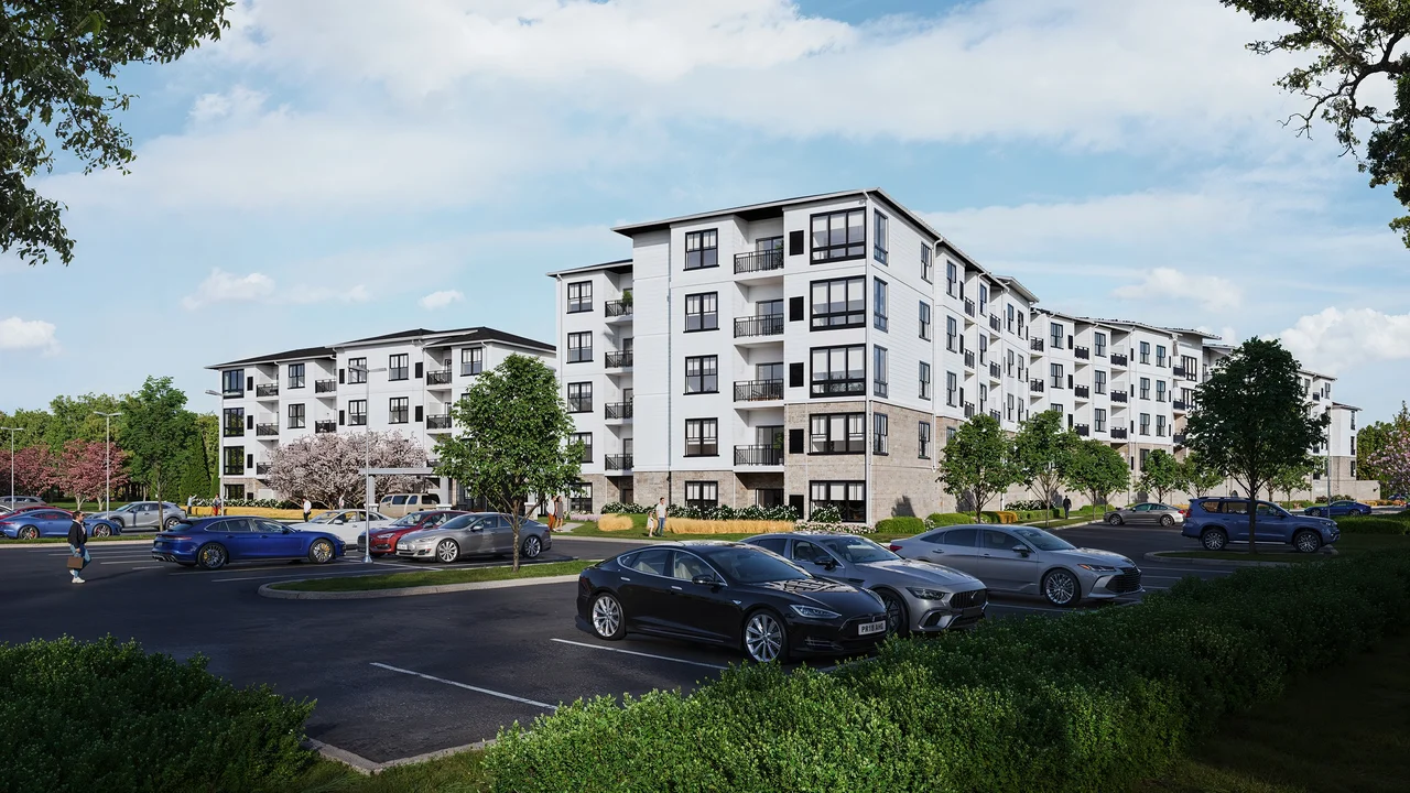 River Rock - Contemporary Residential Facade and Entrance 3D Rendering