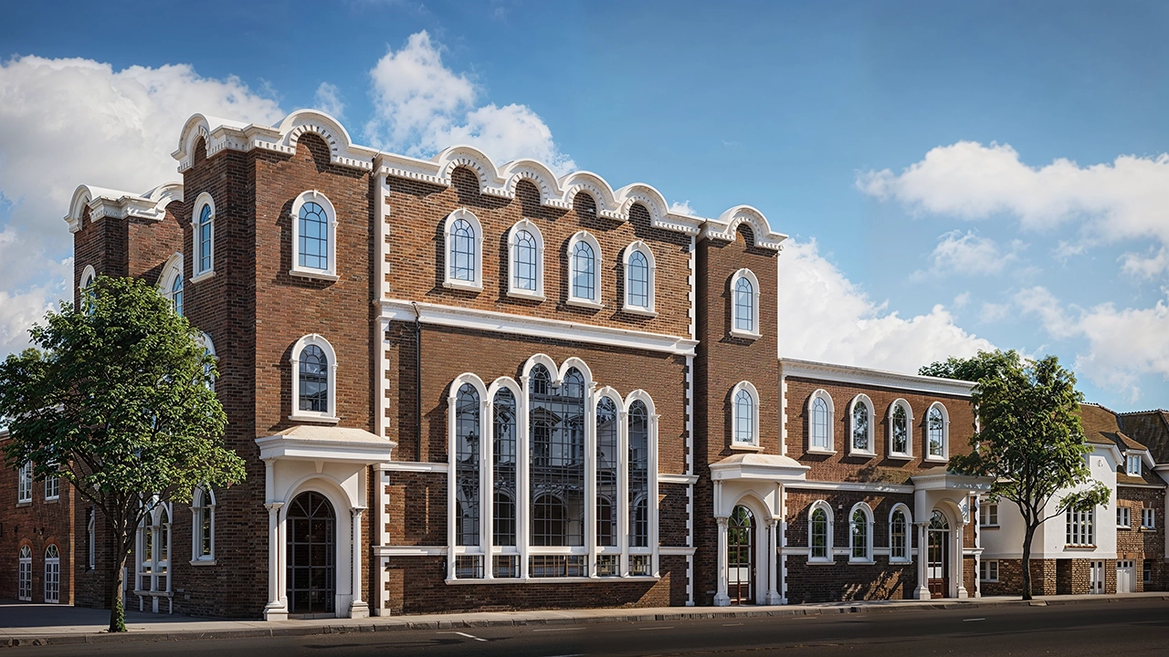 Synagogue 3D Exterior - Facade and Lighting Architectural Rendering