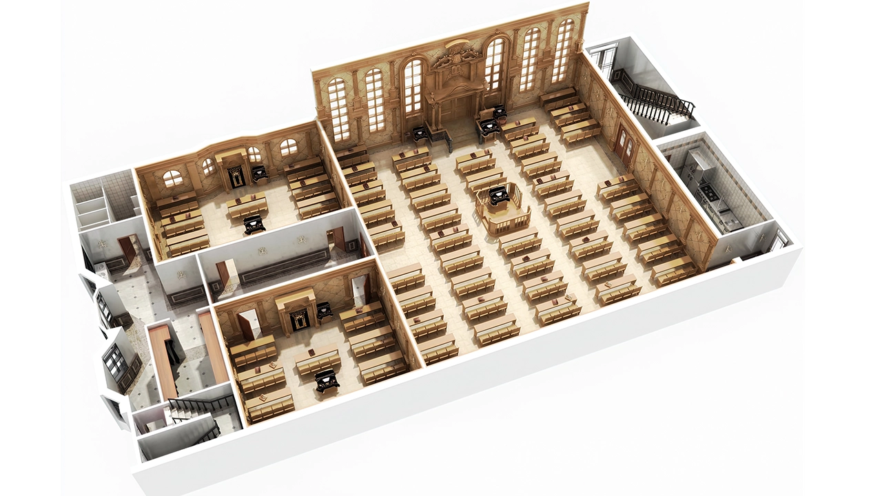 Synagogue 3D Floorplan - Detailed Space Planning and Interior Distribution