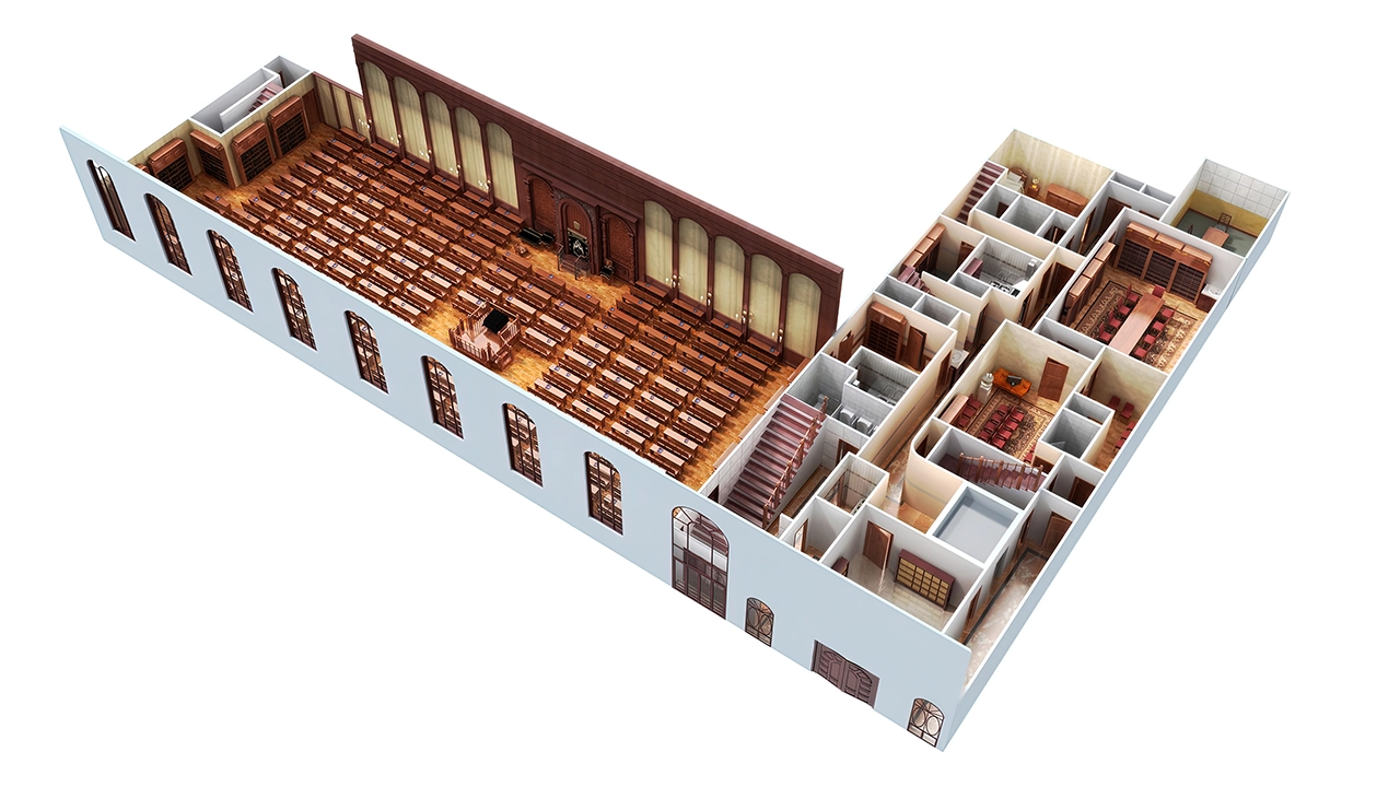 Synagogue 3D Floorplan - Schematic Design for Construction and Renovation